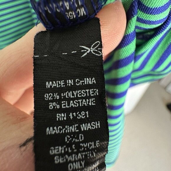RLX Ralph Lauren Polo Shirt Size L Striped Performance Golf Stretch Green Blue - Picture 7 of 11